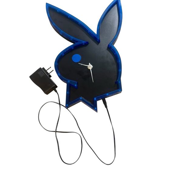 Spencer 2003 Playboy Bunny Neon Blue Wall Clock Bar Sign Y2K Works New Cord - Picture 5 of 8